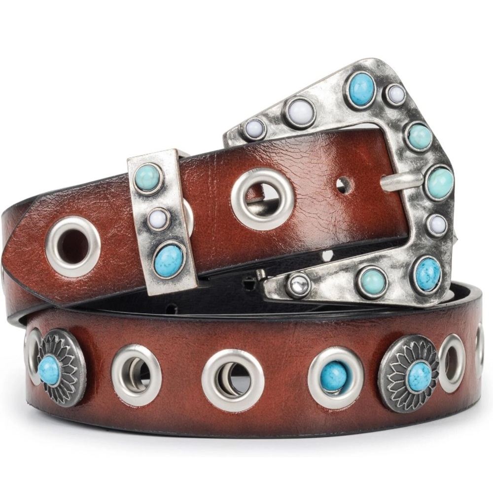 Western-Belt Woman Turquoise-Cowgirl-Belts for Jeans-Pants